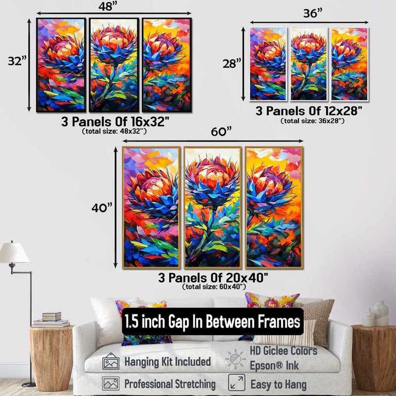 Adaway - chardon, ensemble d'art mural, Reproduction avec cadre flottant, Noir, H 28 po x l 36 po