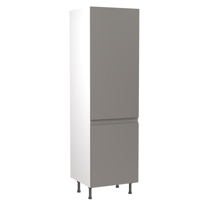 Kitchen Kit Flatpack J Pull Gloss Tall Unit Fridge & Freezer 70/30, Dust Grey