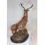 Statue deux cerfs Chumasero en bronze - Taille: L 21 po x l 13 po x H 32 po.