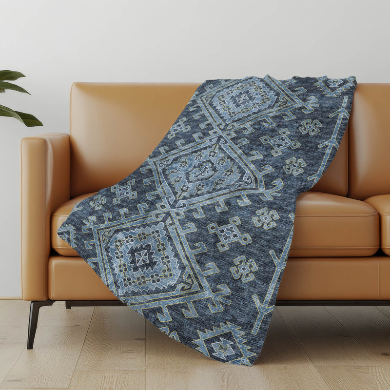 Jeté Sherpa Aztec Addison, Bleu