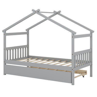 Lit en bois avec lit gigogne