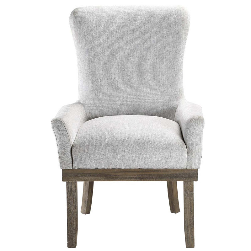 Fauteuil Landon, lin gris et finition gris récupéré