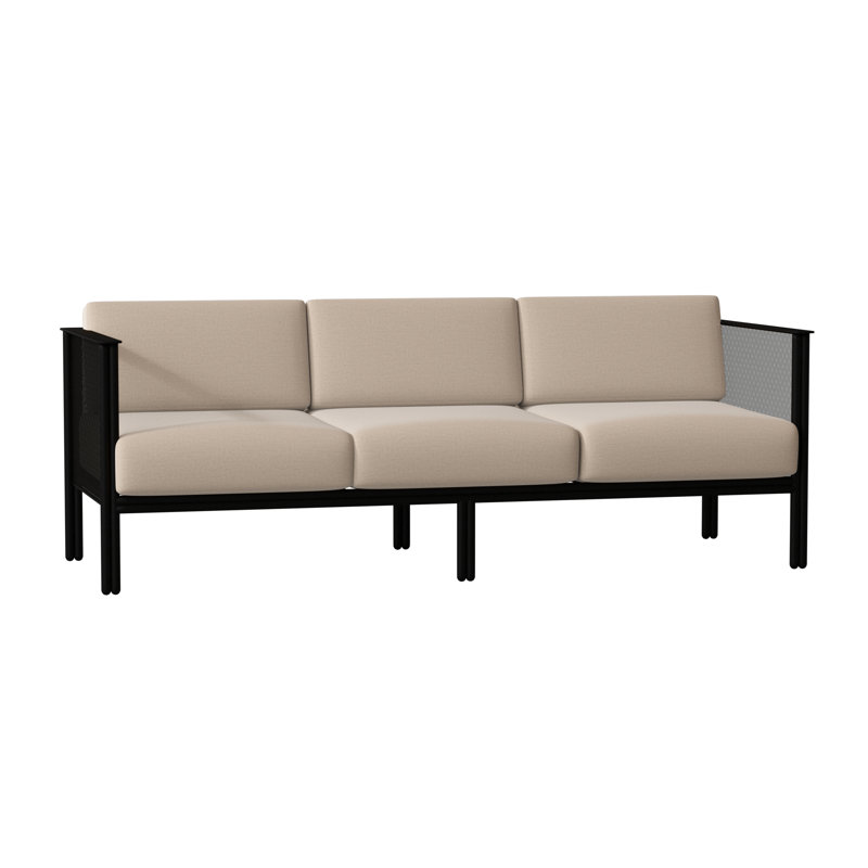 Jax Outdoor 3 - Seat Patio Sofa, Fairview Indigo Abstract Sunbrella®, Textured Black