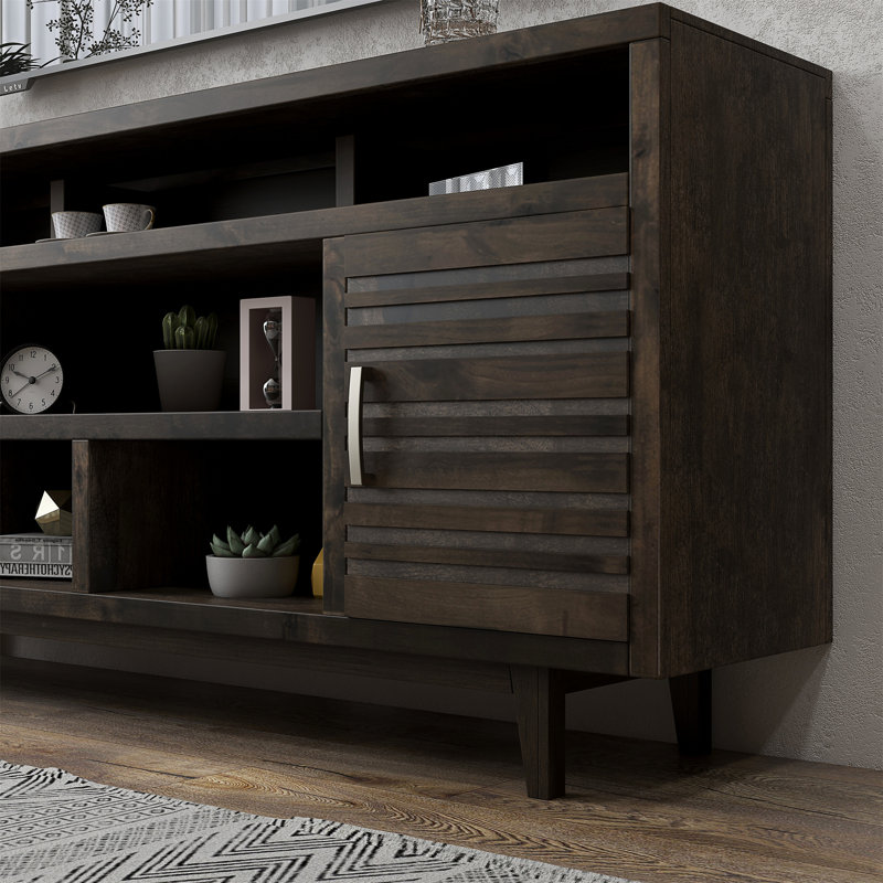 Console Hampden de 76 po pour téléviseur de 90 po ou moins, sans assemblage, fini brun anthracite
