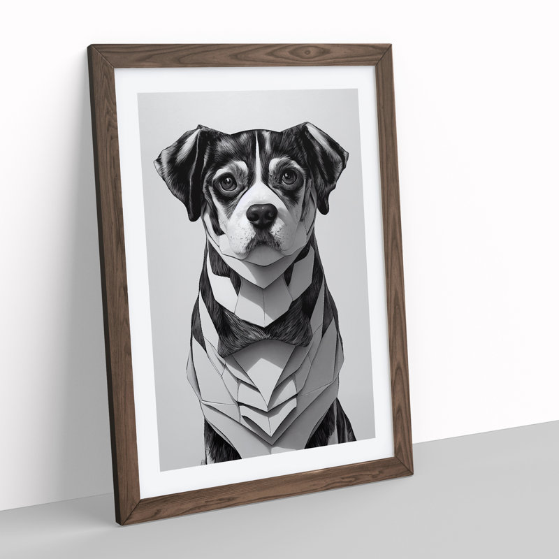 Charming Dog - Single Picture Frame Print, 64cm H x 46cm W x 2cm D, Walnut