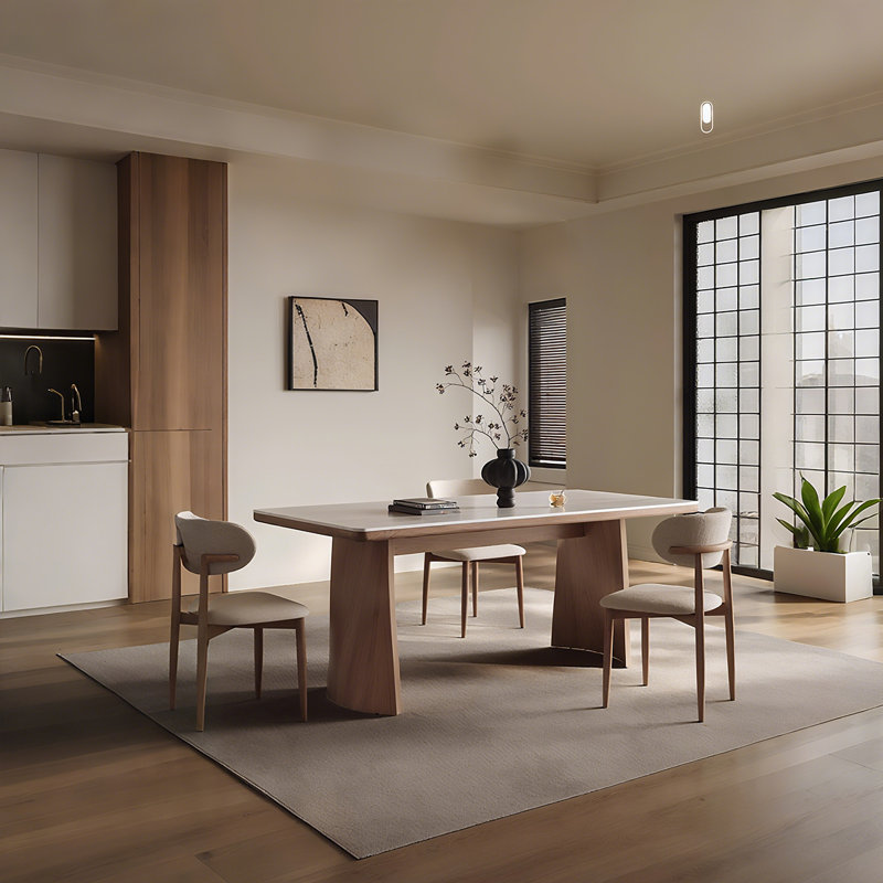 Table de salle à manger rectangulaire moderne en bois massif de 62,99 po, H 29,53 po x l 62,99 po x P 31,5 po