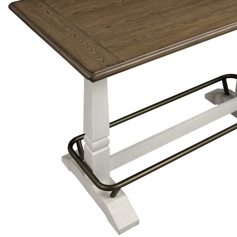 Ivory and Brown Wood Counter Height Farmhouse Gathering Table