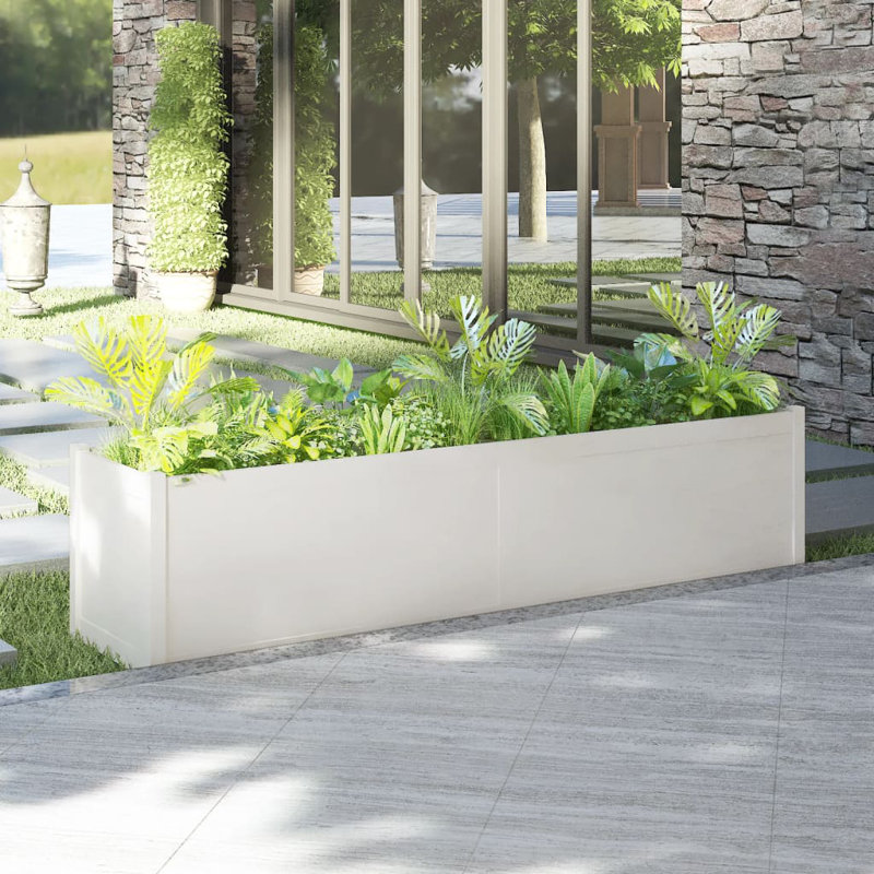 Boîte à fleurs en bois Olyve, Blanc, H 19,7 po x l 78,7 po x P 19,7 po