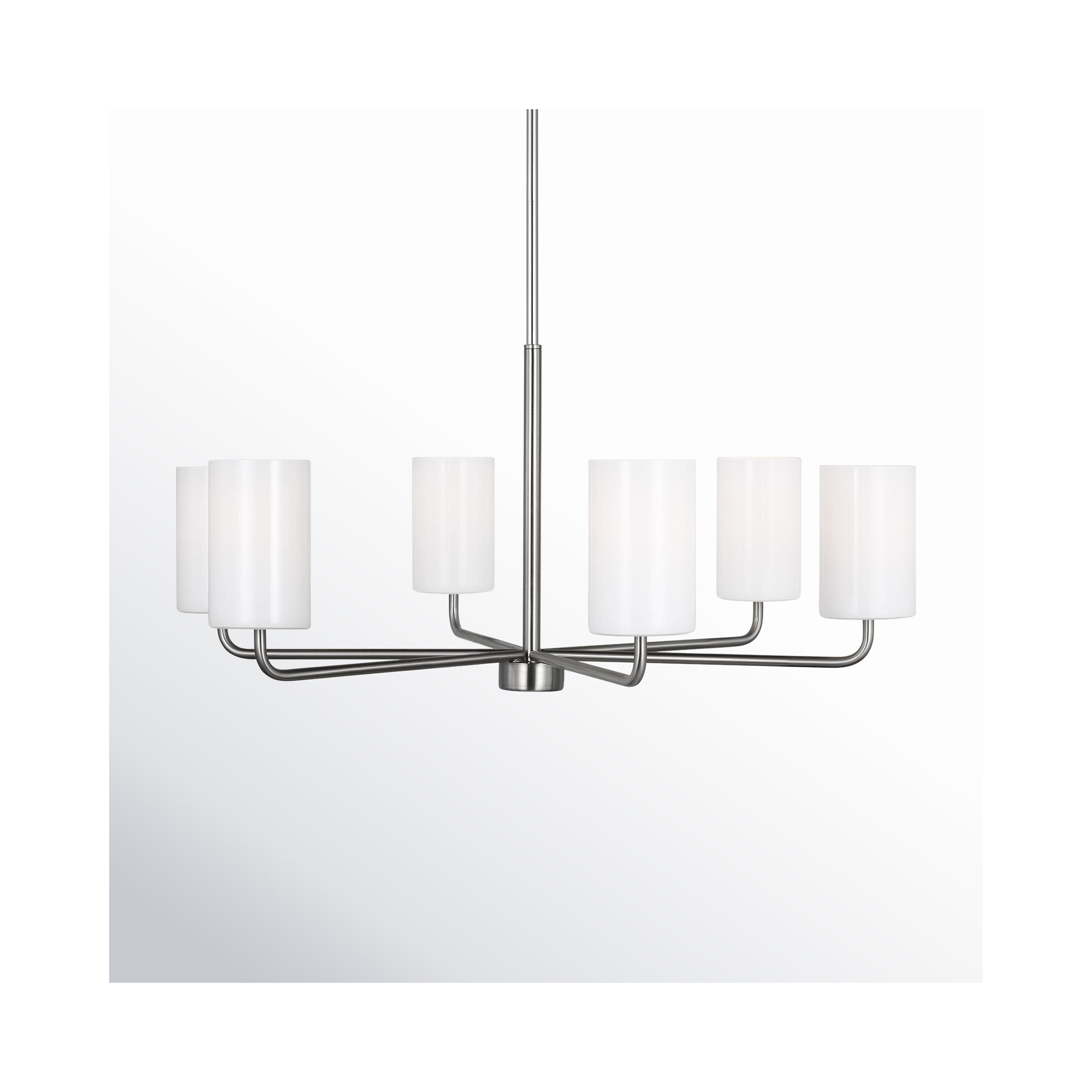 6 - Light Metal Dimmable Shaded / Spider Chandelier, Brushed Nickel, No