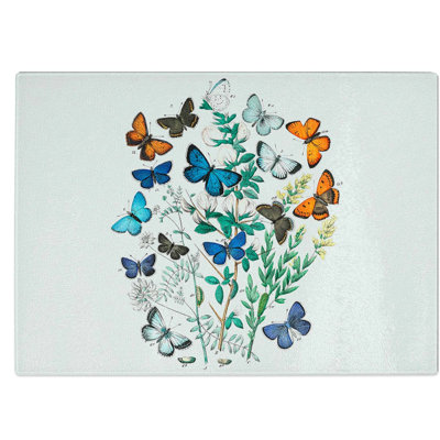 Tempered Glass Butterflies and Moths Chopping Board