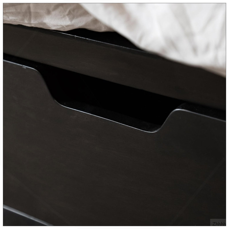 Lit pour grand lit Mid-Century moderne avec tiroirs de rangement et meubles de rangement en bois massif noir