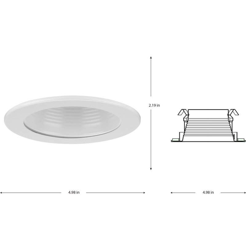 4" Satin White Aluminum Recessed Step Baffle Trim