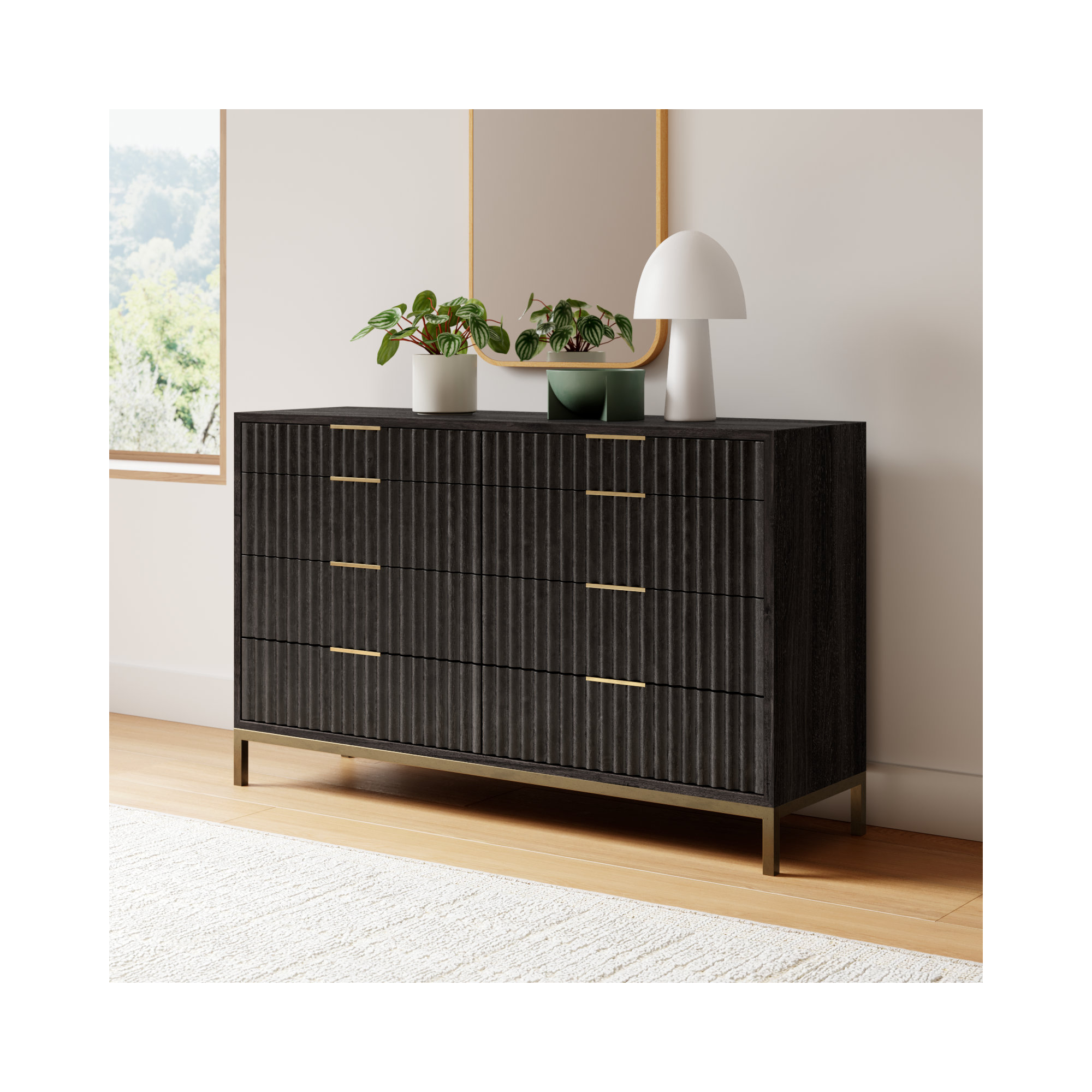 Elyza 8 - Drawer Double Dresser, Black