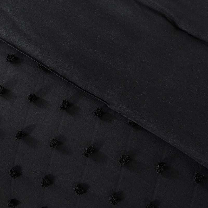 Ring Stitch Comforter, King Comforter + 2 King Shams, Black