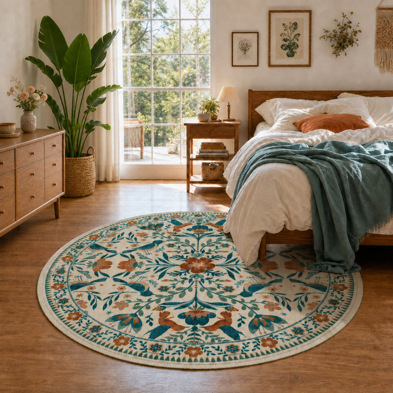  Tapis lavables Boho Bird, Rond 6 pi