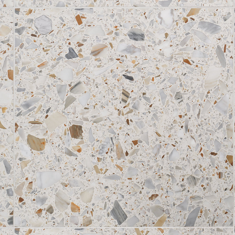 Terrazzo Italy 24x24 Honed Terrazzo Tile, Sacra Calacatta White