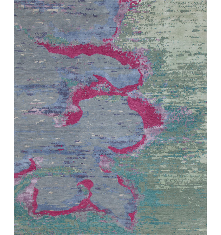 Molokai Abstract Area Rug in Tropical/Periwinkle/Magenta/Seafoam, Rectangle 12' x 18'