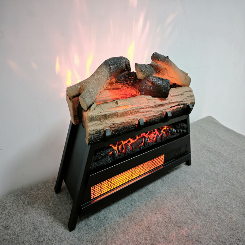 23" Electric Fireplace, 3D Log Set Insert, Infrared Fireplace Heater For Indoor