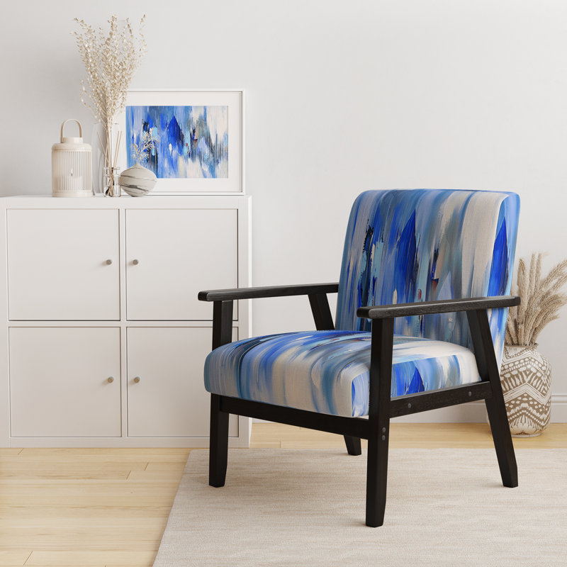 Coloré peinture abstraite Strokes II - Chaise d'appoint rembourrée et fauteuil moderne, Polyester bleu