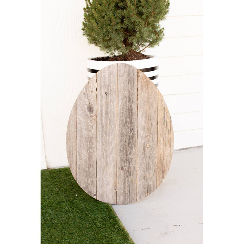 Grand œuf en bois Crumity, Gris patiné
