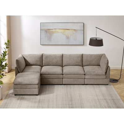  Canapé modulaire rembourré 5 pièces avec repose-pieds Cann