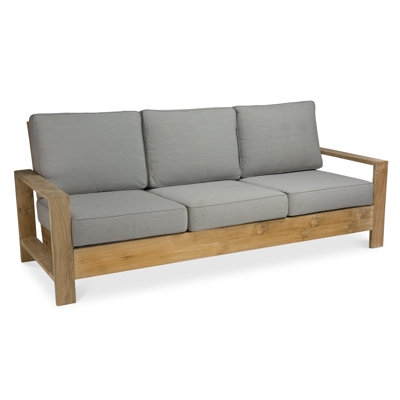 Soho 85" Wide Outdoor Teak Reversible Patio Sofa with Cushions