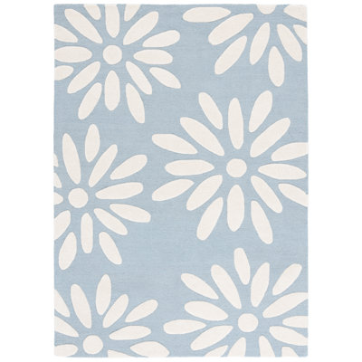 Tapis bleu / ivoire en laine touffeté à la main Arsaluis