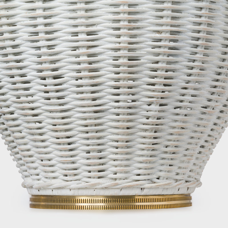 Evie Table Lamp, White Wicker