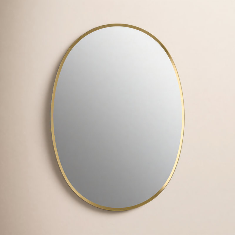 Verdera 24 in x 34 in Oval Framed Medicine Cabinet, Surface Mount or Recessed, Brushed Gold