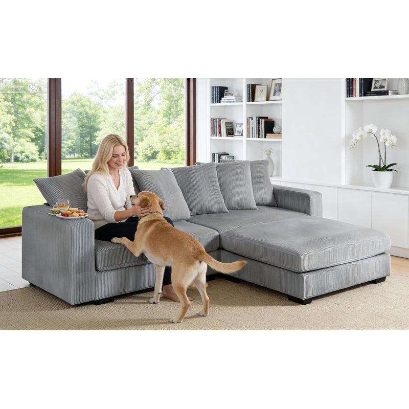 Canapé modulaire rembourré 4 pièces 4 pièces, Gris clair
