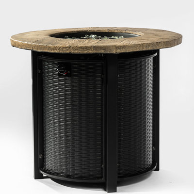 30inch Steel Fire Table With Propane Burner, Surface, Automatic Shut-off, 40000btu Heat, Includes Rain Cover & Lava Rocks Pit Propane, Top, Adjustable Flame, 11 Sq.ft Heated Area, For Patio