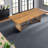 Spacious Modern Oak Dining Table, Solid Wood Waves Design For 6