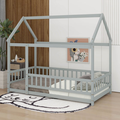 Lit en bois pour lit simple avec structure de toit