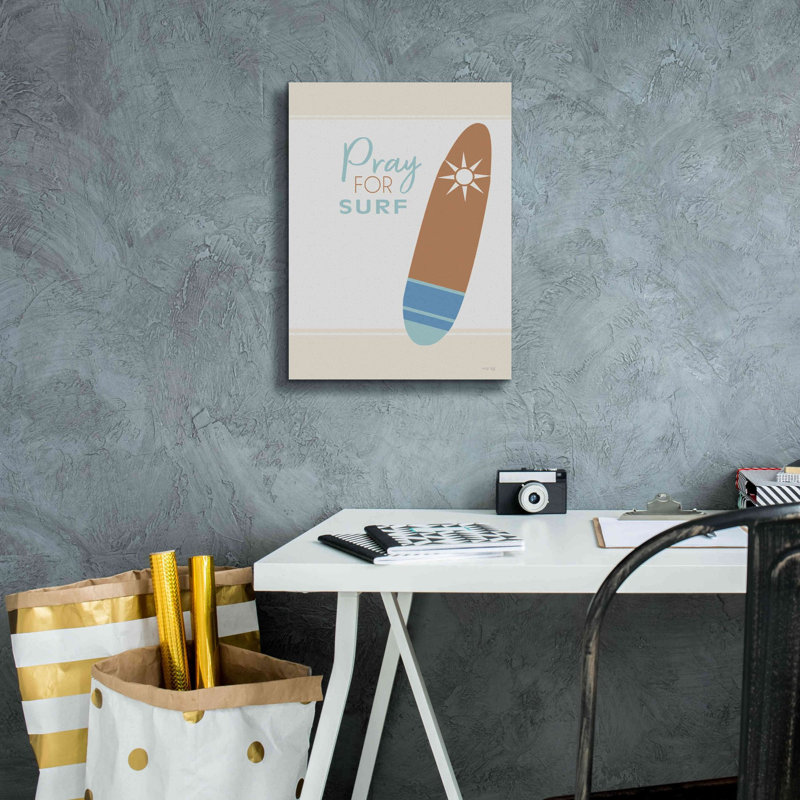 «Pray For Surf» par Cindy Jacobs, estampe numérique sur toile, H 16 po x l 12 po x P 0,75 po