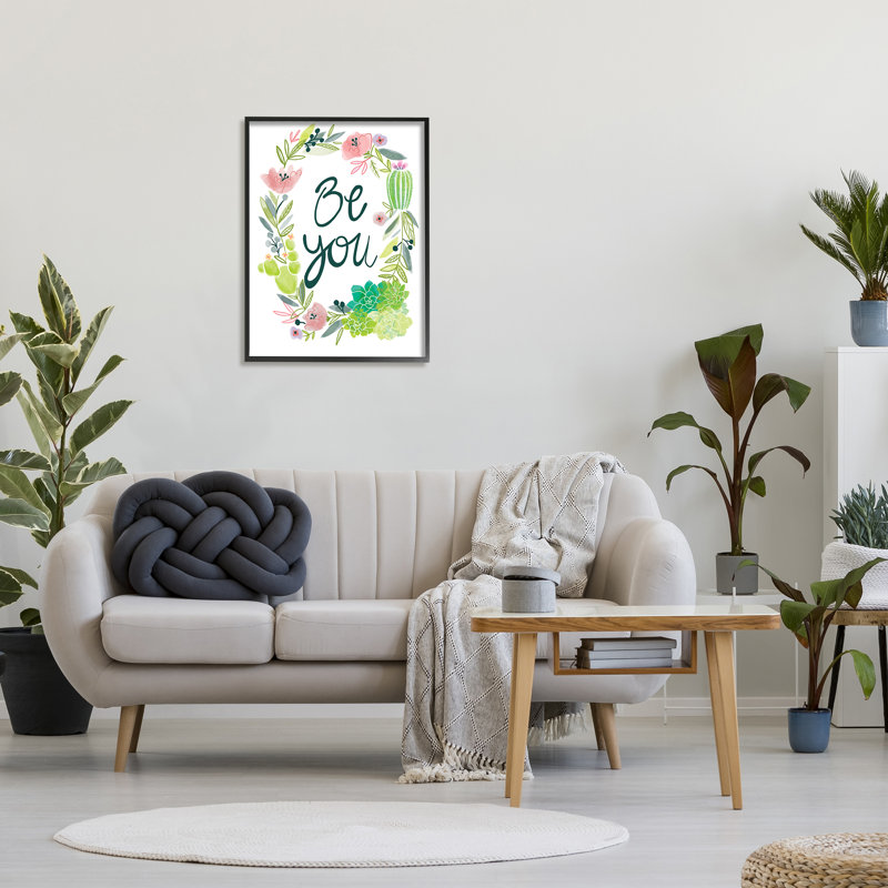 Couronne de fleurs de cactus «Be You» Western par Dessert - Art graphique, Giclée encadrée noir minuit, H 30 po x l 24 po