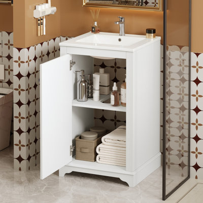 20-Inch Bathroom Vanity with Ceramic Sink, Modern Style, Soft Closing Door
