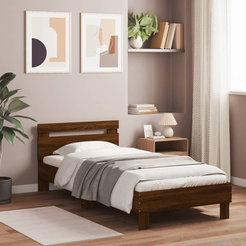 Vidaxl Bed Frame With Headboard Engineered Wood, Sonoma Oak, Single (3')