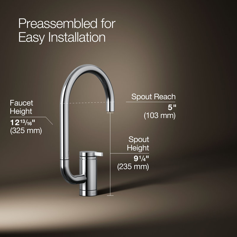 Composants Robinet de lavabo à poignée unique avec bec à portée étendue à deux fonctions, Chrome poli