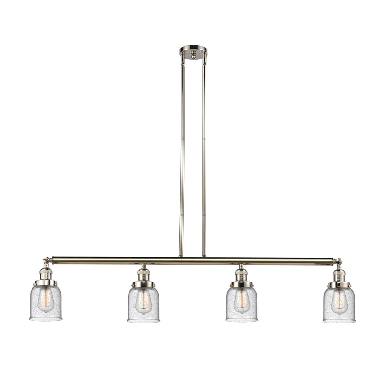 Luminaire suspendu pour îlot de cuisine 4 lumières LeMaster, Argent mercuré plaqué, Nickel poli