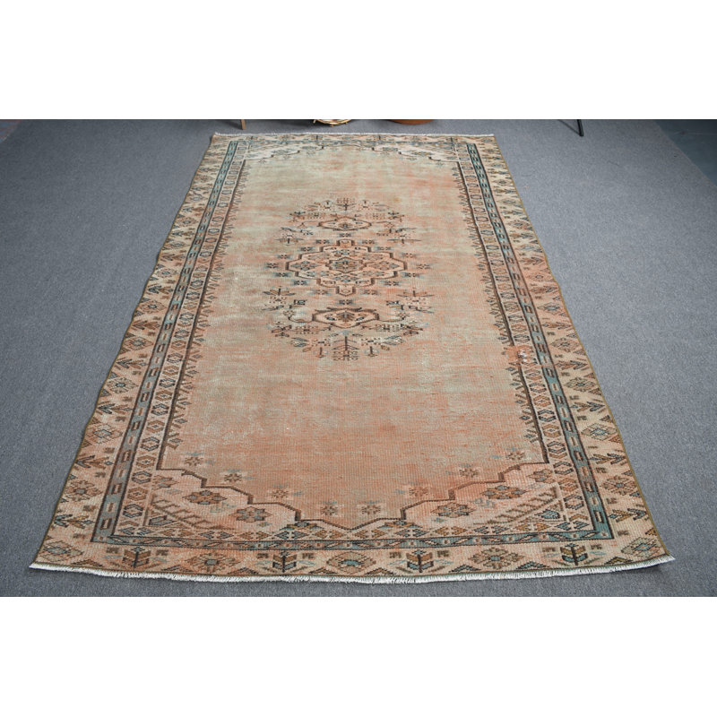 Tapis turc rétro à motif floral Oushak fait à la main pour le salon et la chambre à coucher