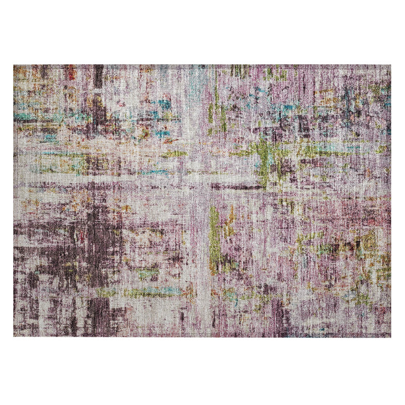 Rectangular Red Synthetic Easy Care Washable Rug 20" x 30"