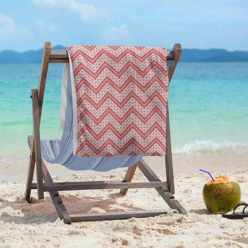 Serviette de plage Stephenie, Blanc /Rouge