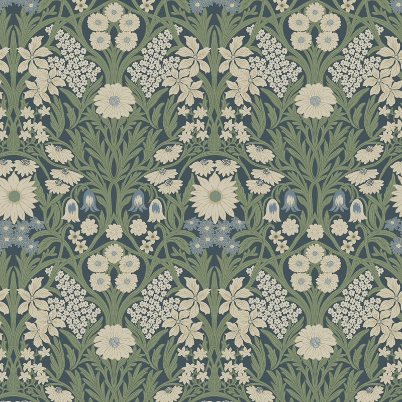 Wild Meadow - Wallpaper, Premium Paper, Moonlit Green