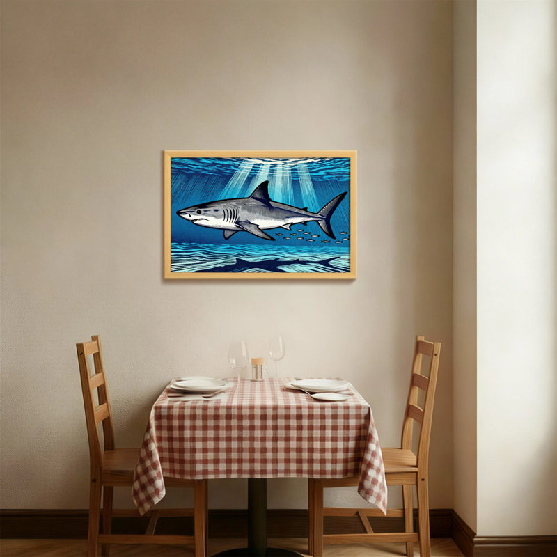 Animaux, requin, scène sous-marine avec lumière du soleil, H 12 po x l 18 po