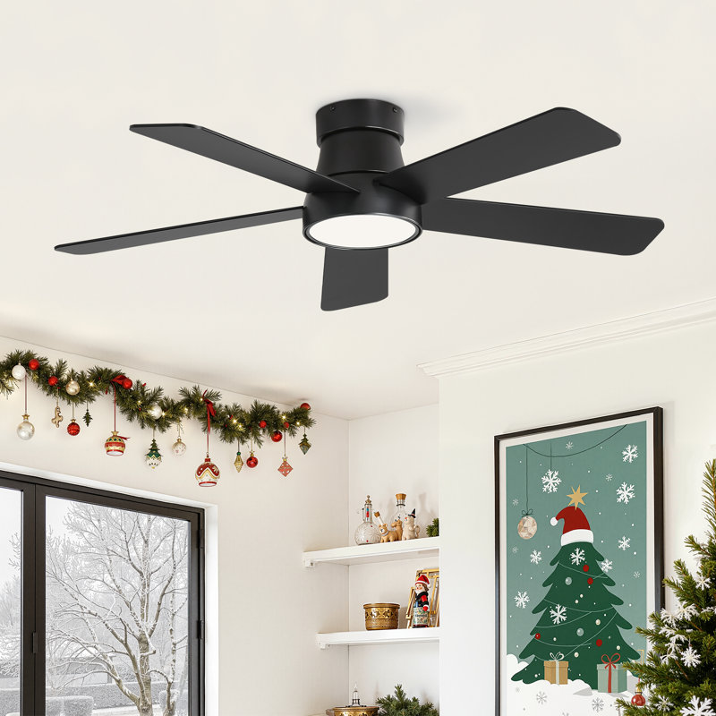 Ventilateur de plafond encastré noir élégant et moderne de 42 po avec lumière et télécommande Abdullah pour chambre à coucher / salon / salle à manger