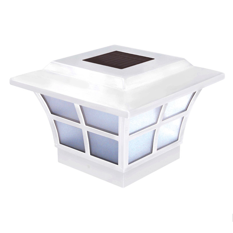 White Vinyl Solar LED Post Cap Light with Frosted Lens