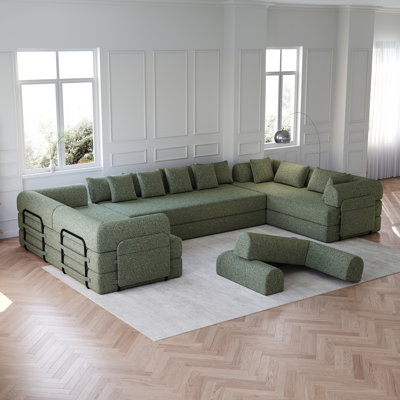 Canapé-lit convertible de 78,7 pouces avec coussin cylindrique, canapé-lit pliant en chenille, canapé-lit pliant avec poche latérale, canapé-lit de plancher, 3 pièces