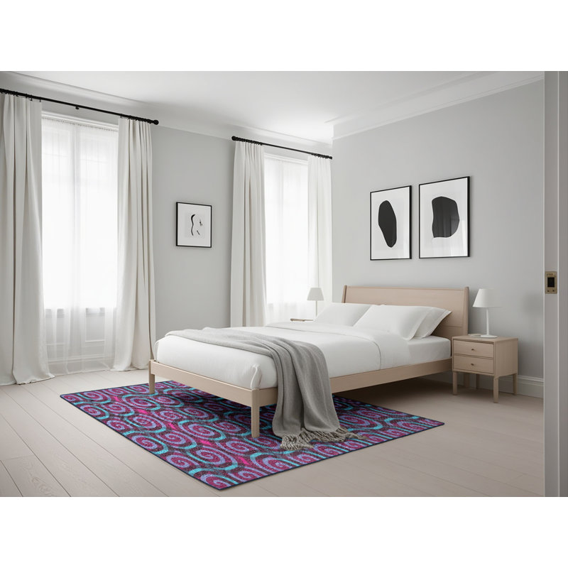 Tapis de zone mauve à motifs, Rectangle 5 pi x 7 pi