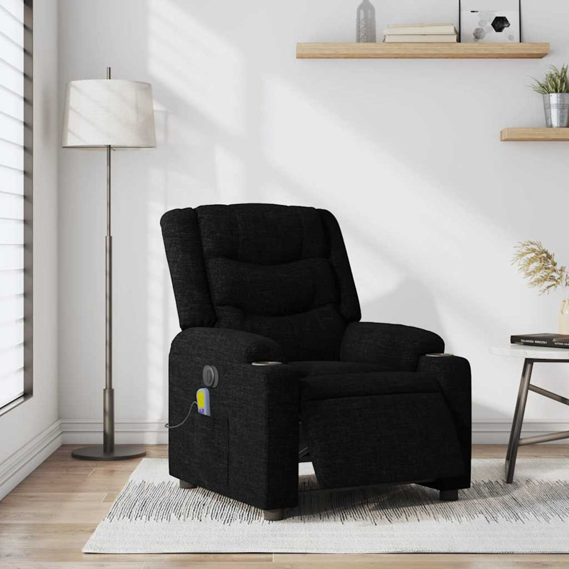 Upholstered Massage Chair, Black, Electric Push Back