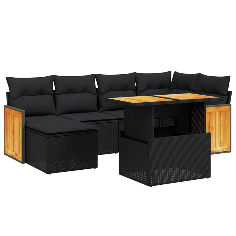  Ensemble de canapé de jardin noir